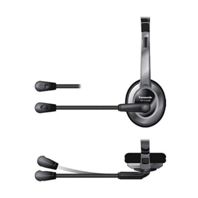 Panasonic Comfort-Fit On-Ear Foldable Headset, 10/Pack, Silver & Black (KX-TCA430)