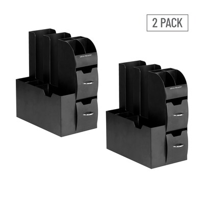 Mind Reader Monitor Stand with Paper Tray, Up to 24" Monitor, Black, 2/Pack (2MESHMON-BLK)