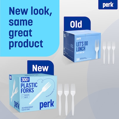Perk™ Polystyrene Fork, Medium-Weight, White, 300/Pack (PK56401)