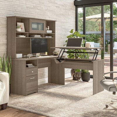 Bush Furniture Cabot 60"W Computer Desk with Drawers, Ash Gray (WC31260)