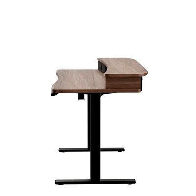 Huanuo 55W Electric Rectangular Adjustable Standing Desk with Riser and Drawers, Walnut (HNESD101WN)