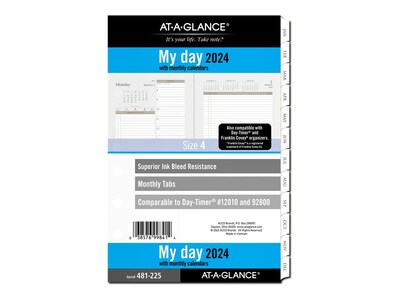 2024 AT-A-GLANCE 8.5 x 5.5 Daily & Monthly Planner Refill Pages, White/Gray (481-225A-24)