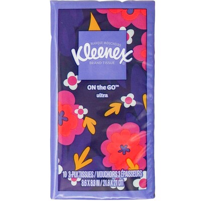 Kleenex Pocket Pack Facial Tissue, 10 Tissues/Pack, 8 Packs/Dispensit Box, 12 Dispensit Boxes/Carton