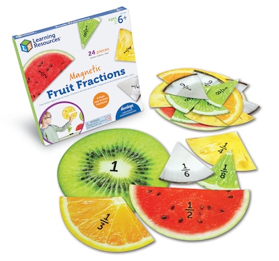 Learning Resources Magnetic Fruit Fractions, Manipulative, Assorted Colors, 6/Pack (LER5068)