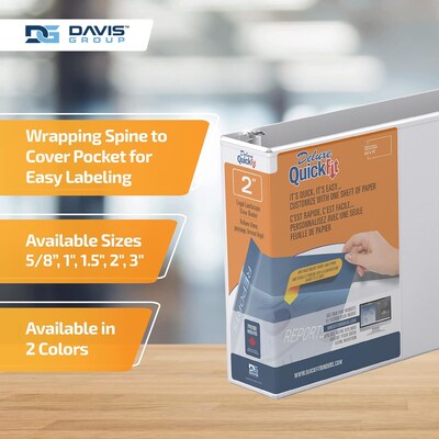 Davis Group QuickFit Heavy Duty 2" 3-Ring Standard Binders, White, 4/Pack (95030L-04)