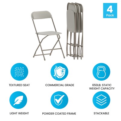 Flash Furniture Plastic Folding Chair, Beige, Set of 4 (4LEL3BEIGE)