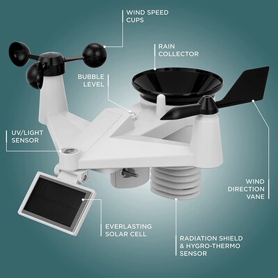 Logia 7-in-1 WiFi Wireless Weather Station w/ 6-Day Forecast, Solar & Large 10" LED Display (LOWSC715FWB10)