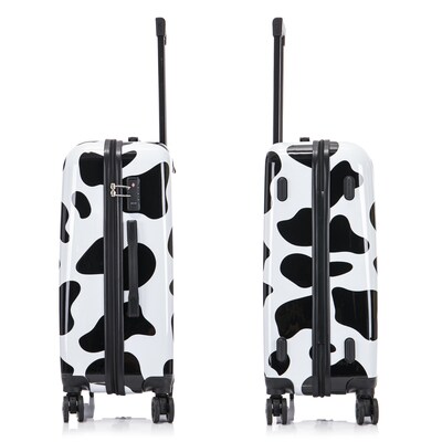 InUSA Prints 26.82" Hardside Suitcase, 4-Wheeled Spinner, TSA Checkpoint Friendly, Cow Animal Print (IUAPC00M-COW)
