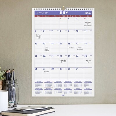 2026-2027 AT-A-GLANCE 12 x 17 Academic Monthly Wall Calendar, Purple/Red (PMA2-28-27)