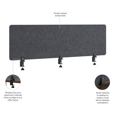 Bush Business Furniture Fabric Privacy Panel, 17.5"H x 58"W, Cool Charcoal (PSP158CL-03)