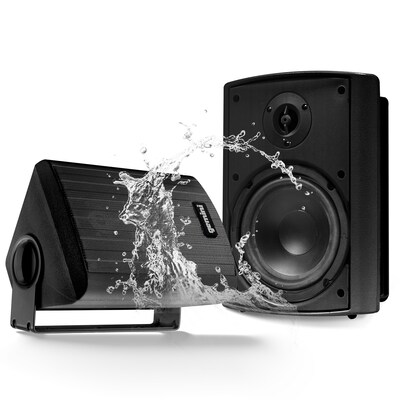 Gemini GHSI Series GHSI-W650BT-PR 300W Bluetooth Outdoor Speaker Set with Mounting Brackets and Remote, Pair, Black