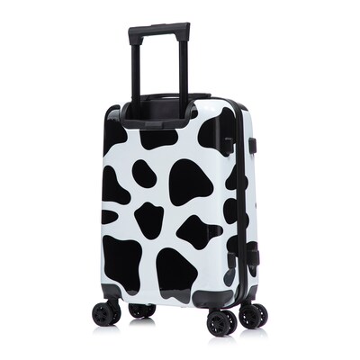InUSA Prints 20" Hardside Suitcase, 4-Wheeled Spinner, TSA Checkpoint Friendly, Cow Animal Print (IUAPC00S-COW)