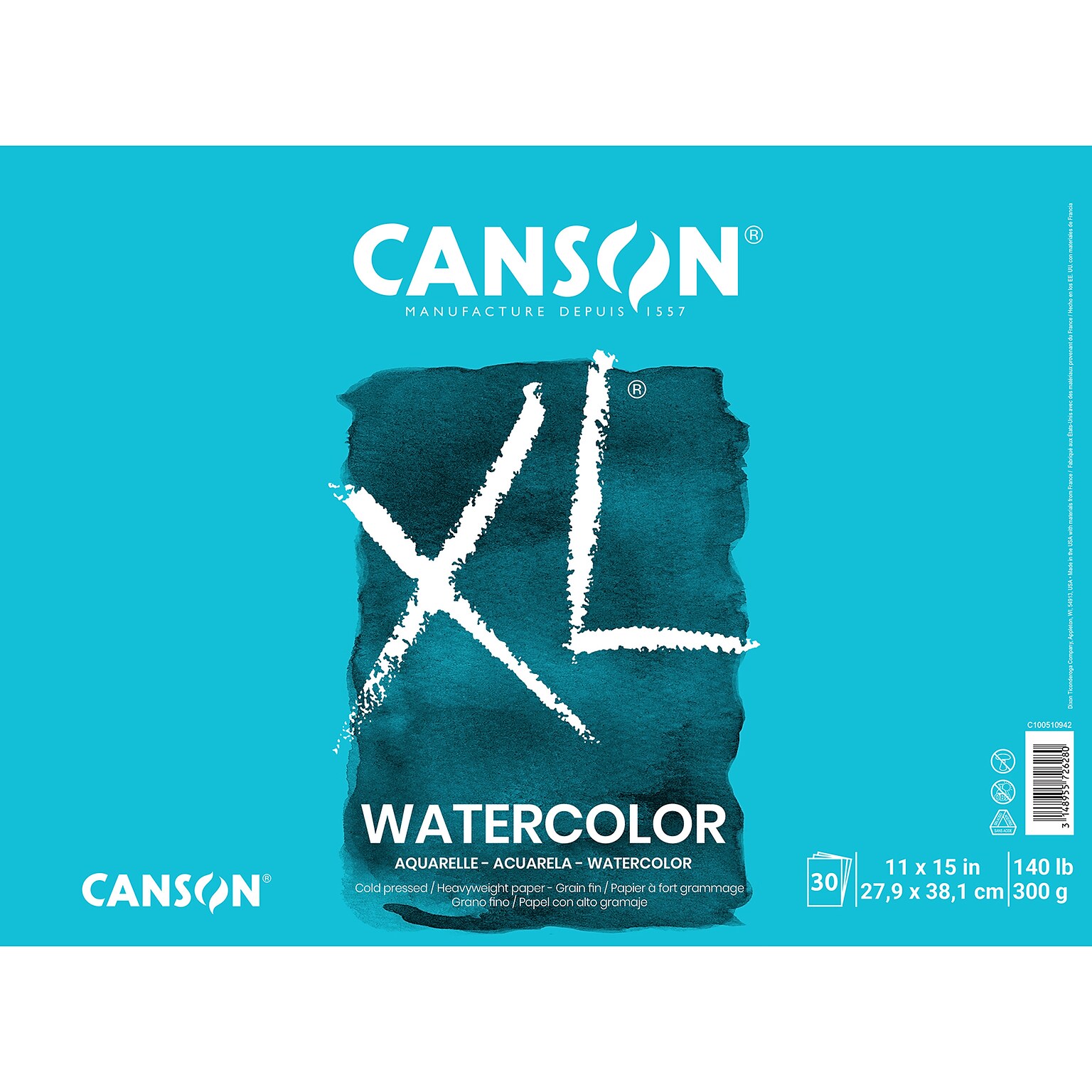 Canson XL Series 15 x 11 Watercolor Sketch Pad, 30 Sheets/Pad (MCXC10051094203)