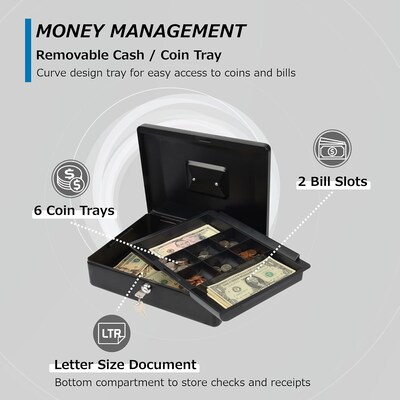 CARL Steel Security Cash Box, Black (CB-2012)