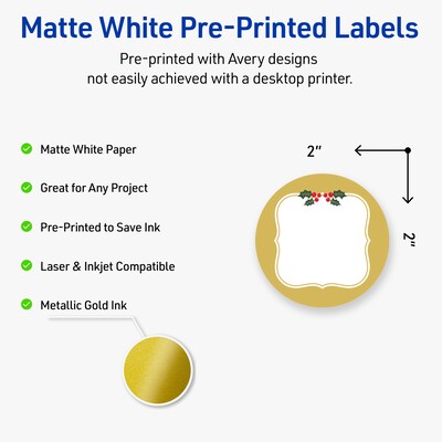 Avery Circle Multipurpose Labels, 2 Dia., White, 120/Pack (19479370539)