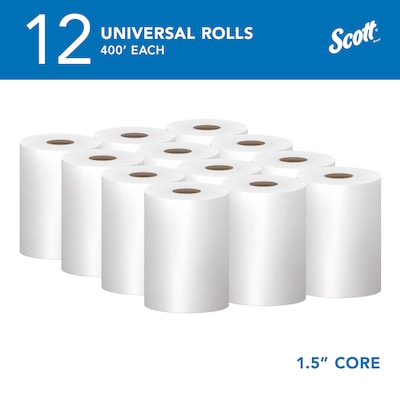 Scott Essential Recycled Hardwound Paper Towels, 1-ply, 400 ft./Roll, 12 Rolls/Carton (02068)