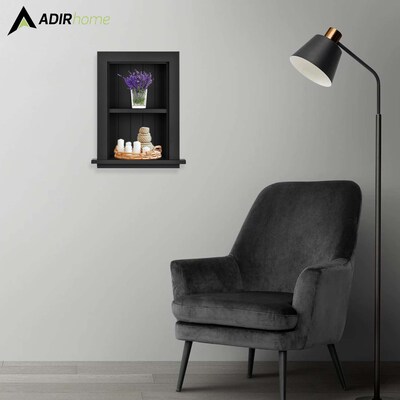 AdirHome 1-Shelf Wood Bathroom Recessed Wall Shelf, 19" x 12.75" x 4.75", Black, 2/Pack (515-01-BLK-2PK)