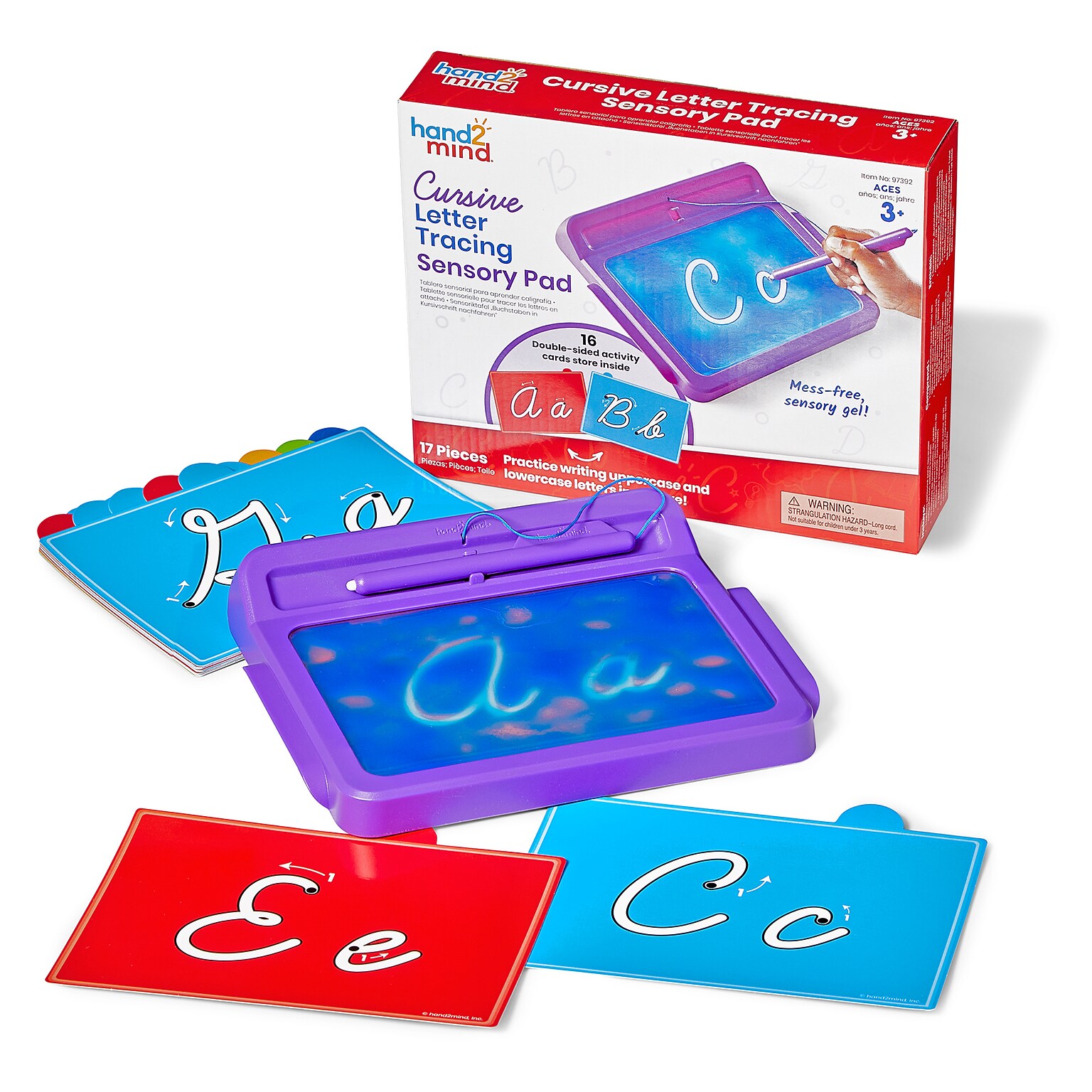 hand2mind Cursive Letter Tracing Sensory Pad, Multicolored (97392)