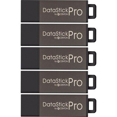 Centon MP ValuePack Datastick Pro 16GB USB 2.0 Type A Flash Drive, Gray, 5/Pack (S1-U2P5-16-5B)