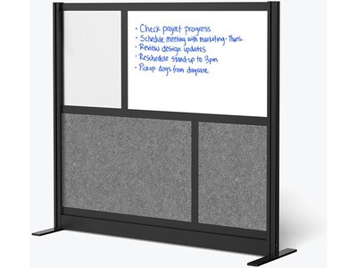 Luxor Workflow Series 4-Panel Freestanding Modular Room Divider System Starter Wall with Whiteboard, 48"H x 53"W, Black/Gray