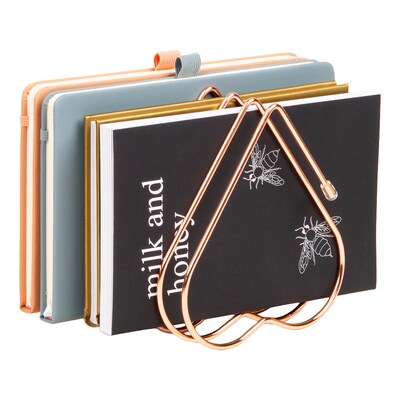 Mind Reader 5-Compartment Metal File Organizer, Rose Gold (HEARTFILE-RSGLD)