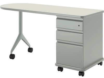 HON SmartLink 60 D-Shape Value Teacher Station Desk, Silver Mesh/Platinum (HLTV2460T3B9KT1)