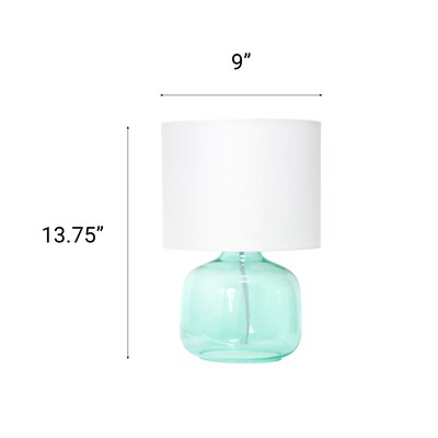 Creekwood Home Round Modern Glass 13.75" LED Table Lamp, Aqua/White (CWT-1015-AW)