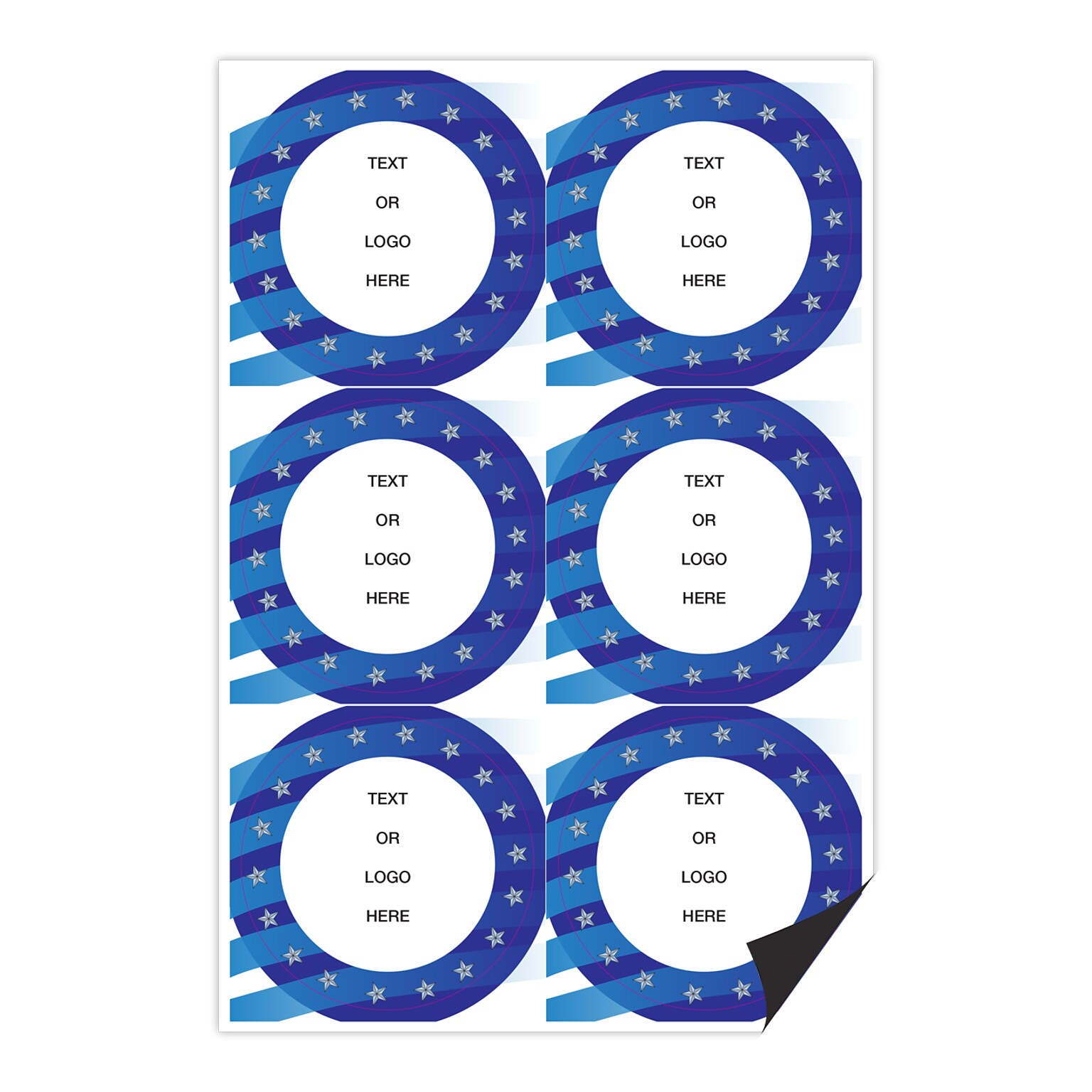 Custom Full Color Circle Shaped Magnets, 30 mil. Magnetic stock, 6-Perforated Magnets per Sheet, 3 diameter