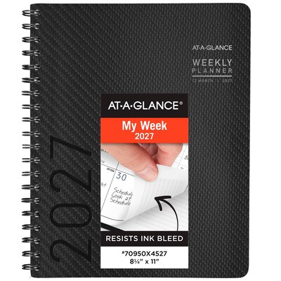 2027 AT-A-GLANCE Contemporary 8.25 x 11 Weekly & Monthly Planner, Faux Leather Cover, Charcoal (70-950X-45-27)