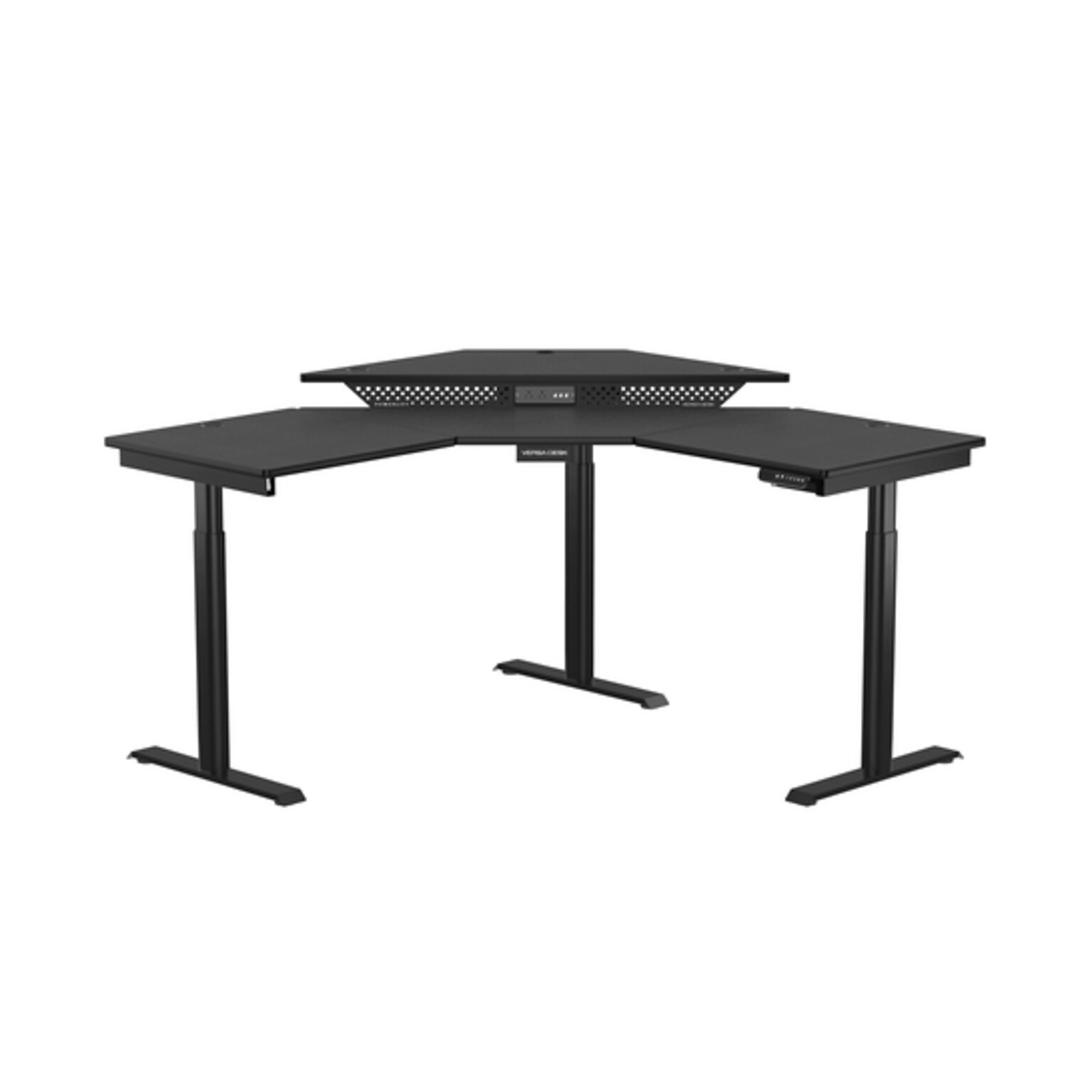 VersaDesk PowerLift 60W Electric Corner Adjustable Standing Desk, Black (PLCSD6060-BB-APP)