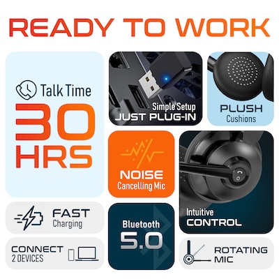 Delton 30X Wireless Noise Canceling Bluetooth Stereo Headset with HS1 Stand (DHSWC130XD)