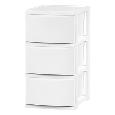 Iris Stackable Narrow Chest, 3 Drawer, White, 2/Pack (540011)