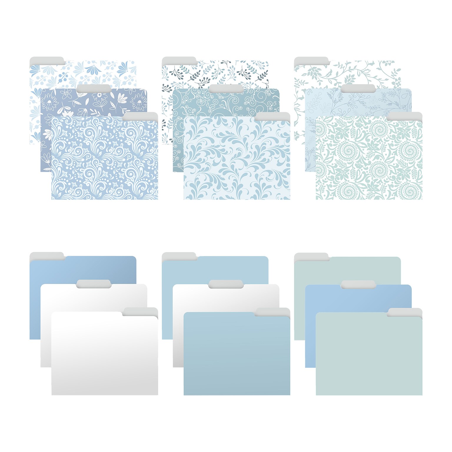 Better Office Floral & Paisley Heavy-Duty File Folders, 1/3-Cut Tab, Letter Size, Paper Stock, 18/Pack (80032-18PK0)