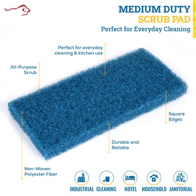 BISON LIFE Medium Duty Scouring Pad, Blue, 20 Pads/Pack (BPKH-MSCP-BL-20)