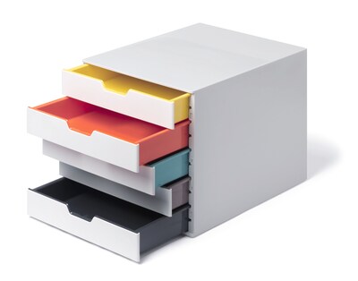 Durable Varicolor Stackable Storage Drawer, 5 Drawers, Plastic, Multicolored (762527)