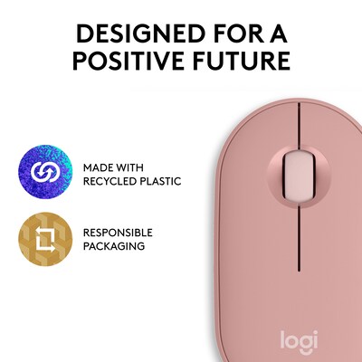 Logitech Pebble 2 M350s Wireless Ambidextrous Optical Mouse, Tonal Rose (910-007023)