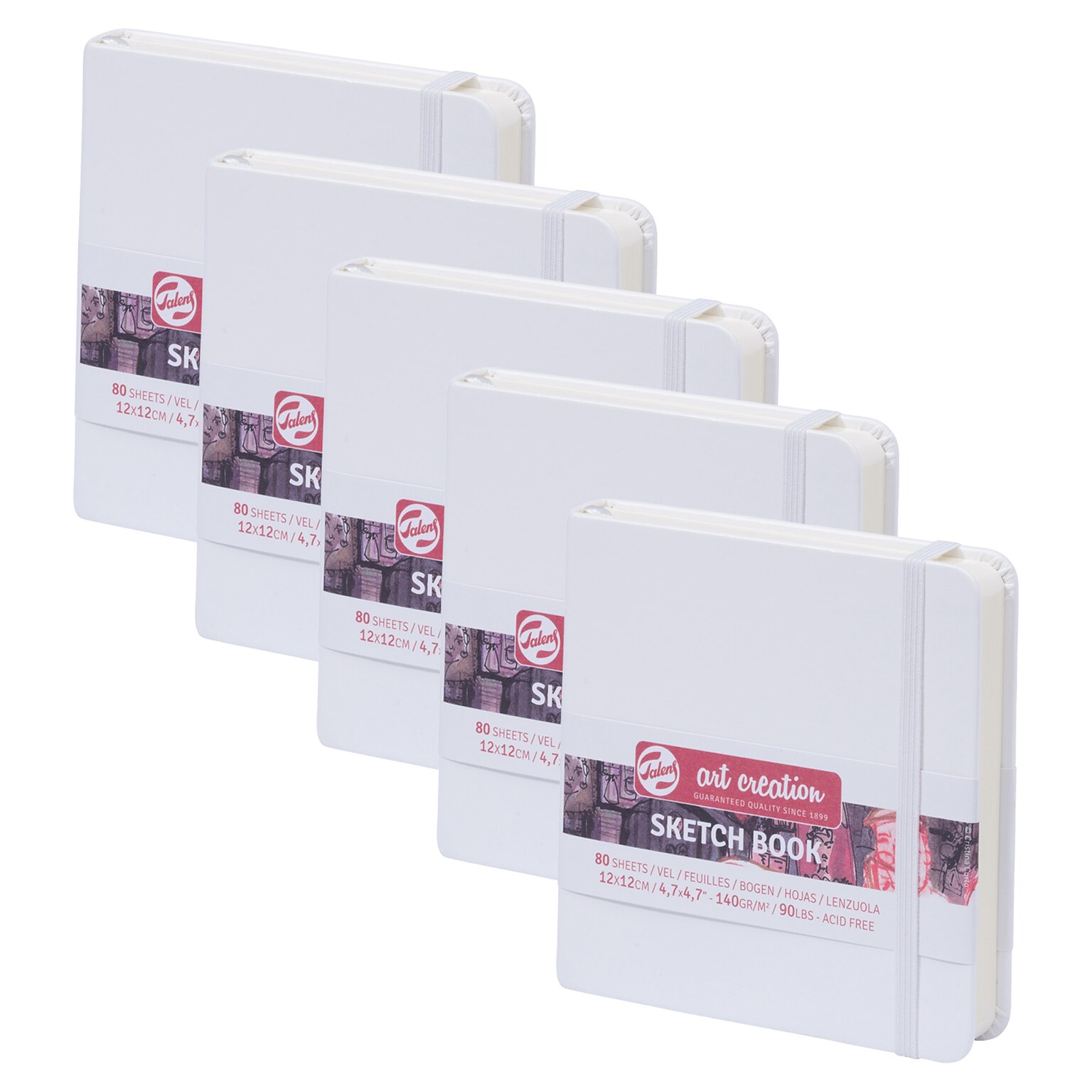 Talens Art Creation 4.7 x 4.7 Sketch Book, 80 Sheets/Book, 5/Bundle (TLN9314104M-5)
