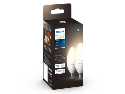 Philips Hue 40W Equivalent Candle LED Smart Light Bulb, Soft White, 2/Pack  (548289)