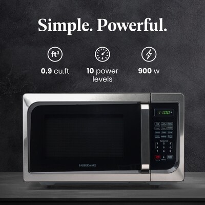 Farberware Classic 0.9 Cu. Ft. Countertop Microwave, Stainless Steel (FM09SS)
