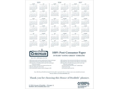 2025 House of Doolittle 8.5" x 11" Monthly Planner, Leatherette Cover, Black (26002-25)