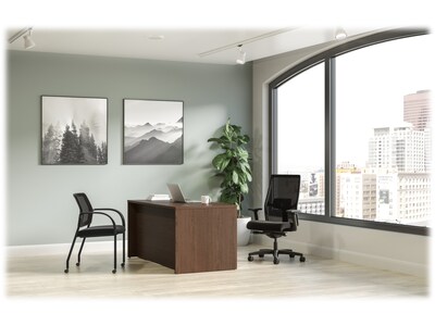 HON Mod 60W x 30D Single-Pedestal Desk, Sepia Walnut (HLPLDS60PSSE1)