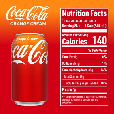 Coca-Cola Orange Cream Soda, 12 oz., 12 Cans/Pack, 2/Packs (49000558845)