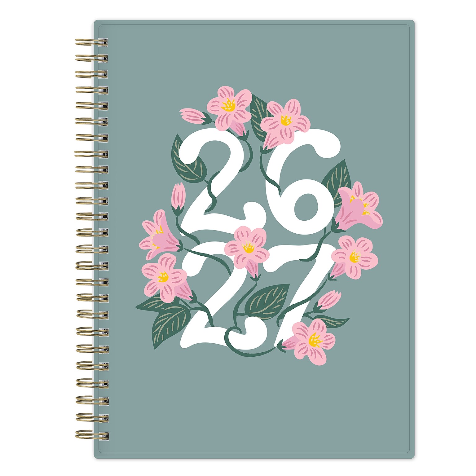2026-2027 Blue Sky Vineyard 6 x 8 Academic Year Weekly & Monthly Planner, Plastic Cover, Green/Pink (157560)