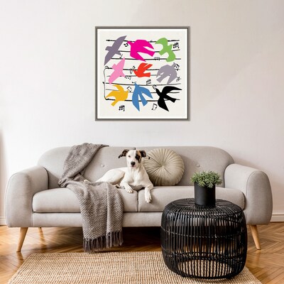 Amanti Art Dawn Bird Chorus by Jenny Frean Framed Canvas Wall Art Print, 30 x 30 (A42678027453)