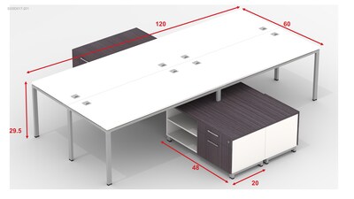 Boss Office Products Simple System 60W Desk with Storage Cabinet, Driftwood, 4/Set (SGSD017-201)