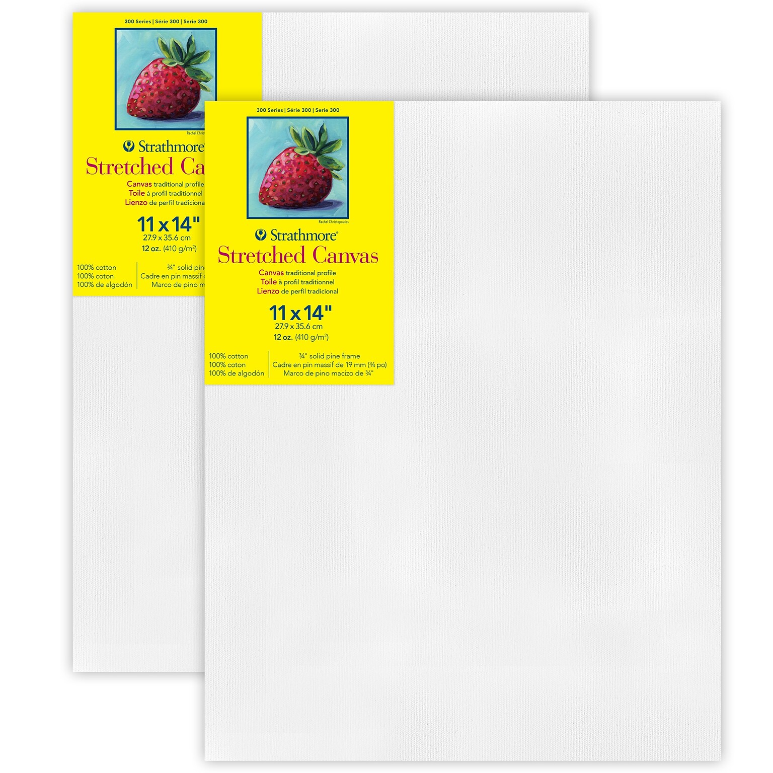Strathmore 300 Series Primed White Stretched Canvas, 11 x 14, 2/Pack (STT31311-2)