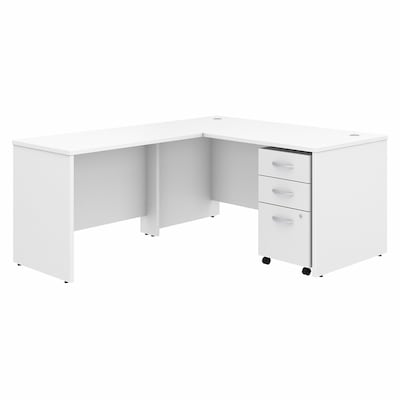 Bush Business Furniture Studio C 60W L Shaped Desk with Mobile File Cabinet and Return, White (STC0