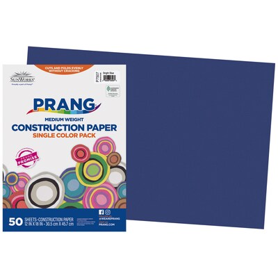 Prang 12" x 18" Construction Paper, Bright Blue, 50 Sheets/Pack (P7507-0001)