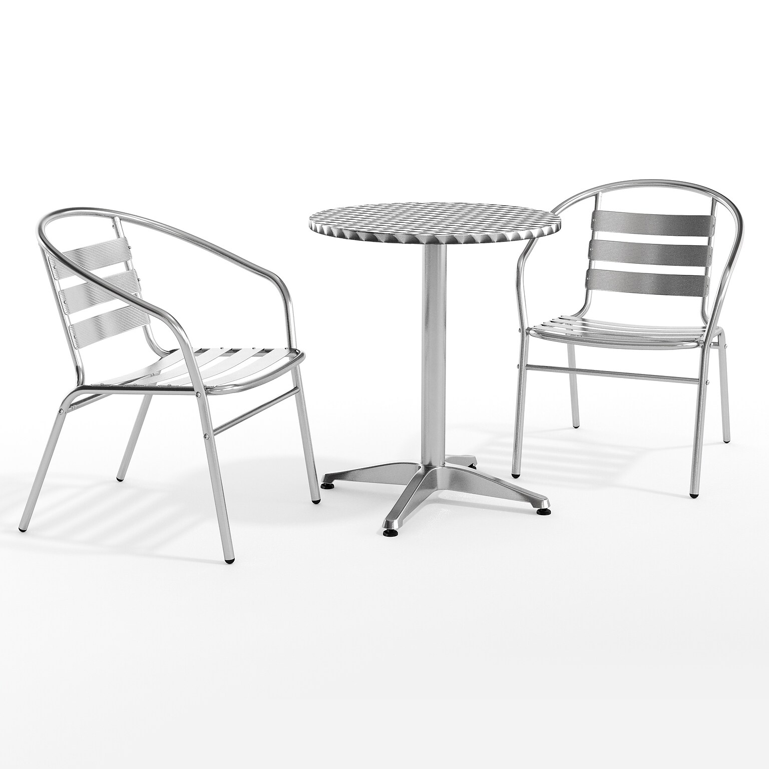 Flash Furniture Lila Indoor-Outdoor 23.5 Round Table Set with 2 Slat Back Chairs, Aluminum (TLH24RD017BCHR2)
