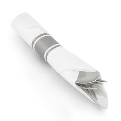 Round Elama Plastic Dinnerware Set, White/Silver, 350 Piece (935123347M)